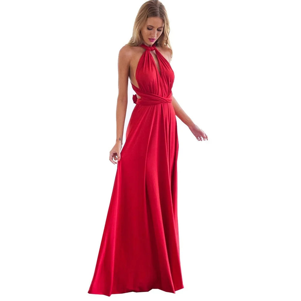 Sexy Women Multiway Wrap Convertible Boho Maxi Club Red Dress Bandage BRYLUXE